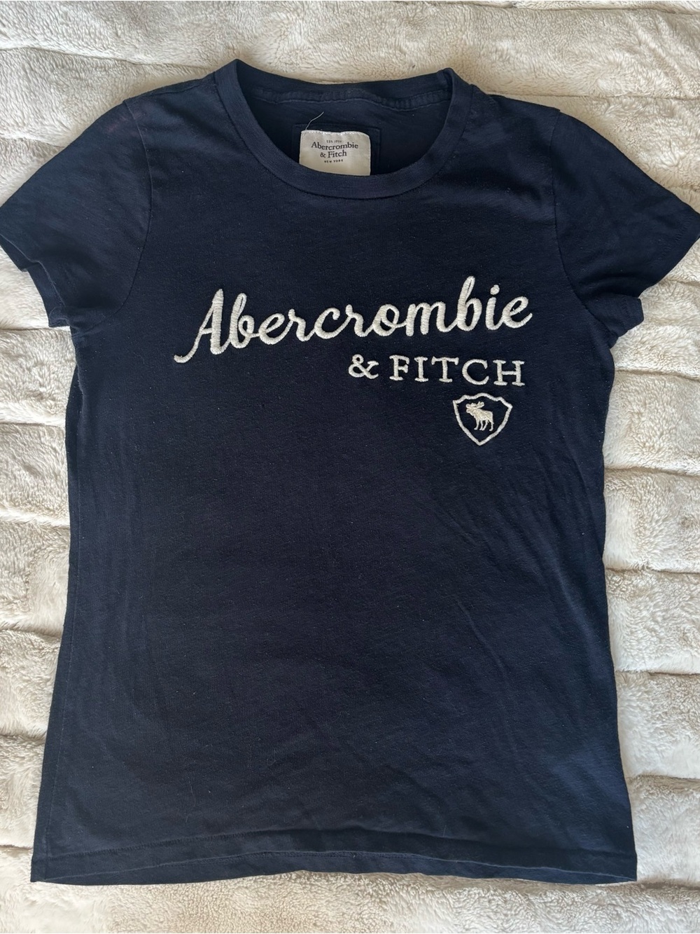 Y2K Abercrombie & Fitch Girls Navy Logo Tee